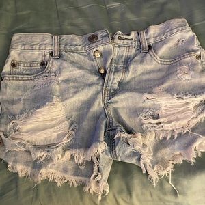 American Eagle Distressed Button Fly Shorts
